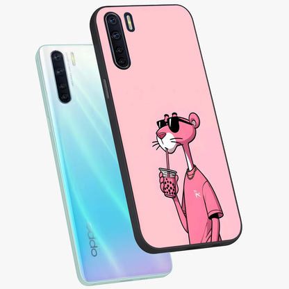 Pink Panther Glass Case displayed in angled mockup highlighting playful cartoon character design with vibrant pink aesthetic.