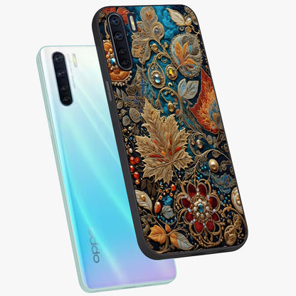 Royal Jewel Garden Glass Case displayed in angled mockup highlighting vibrant jewel inspired floral design with elegant aesthetic.
