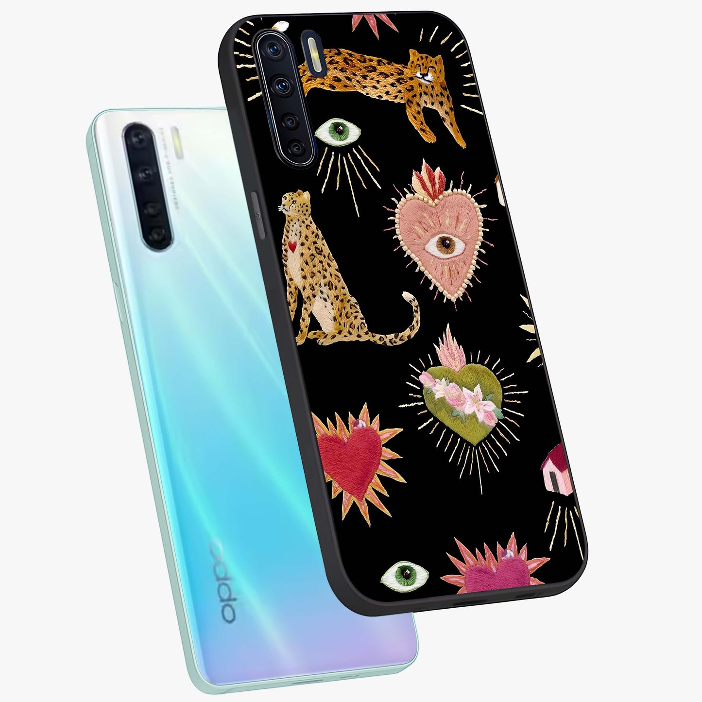 Sacred Jungle Heart Glass Case displayed in angled mockup highlighting lush tropical design with natural aesthetic style.