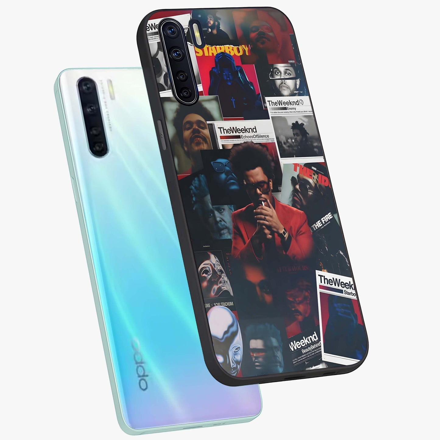 The Weeknd Glass Case displayed in angled mockup highlighting stylish pop culture inspired design with modern aesthetic.
