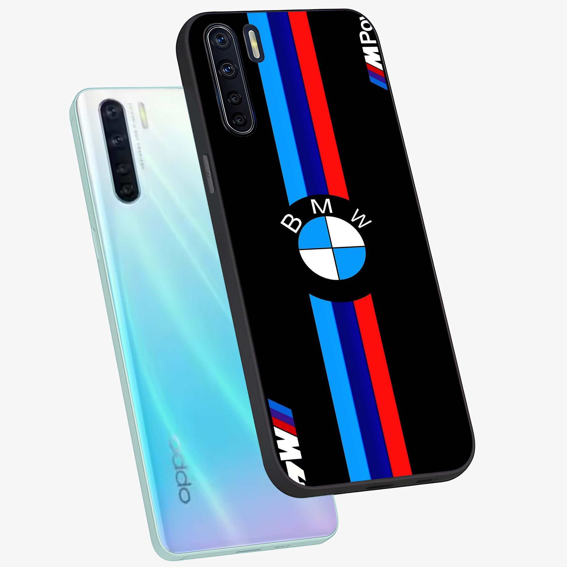 Turbo BMW Beast Glass Case displayed in angled mockup highlighting sleek racing car design with bold automotive aesthetic.