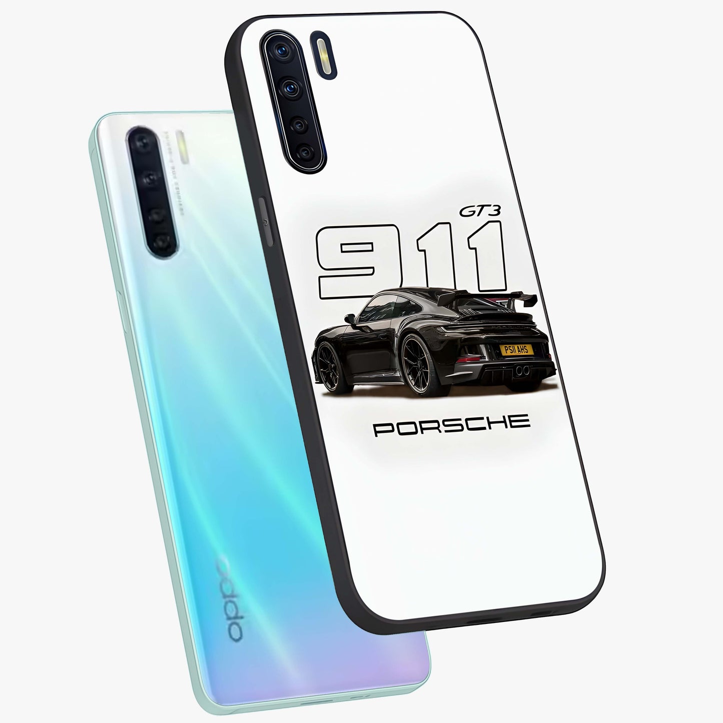 Turbo Legacy Icon Glass Case displayed in angled mockup highlighting dynamic automotive design with performance aesthetic.