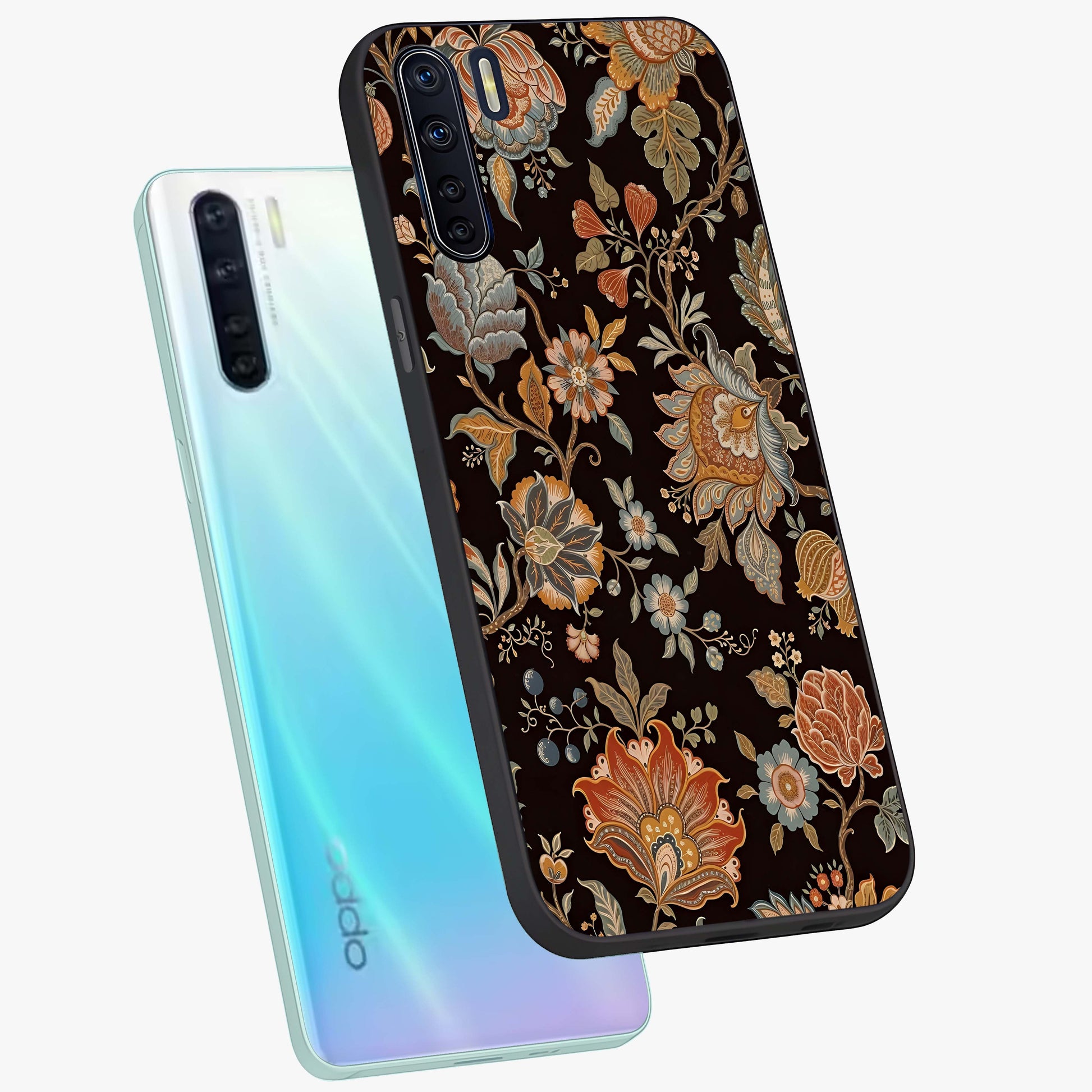 Vintage Floral Dream Glass Case displayed in angled mockup highlighting elegant vintage flower design with soft aesthetic style.
