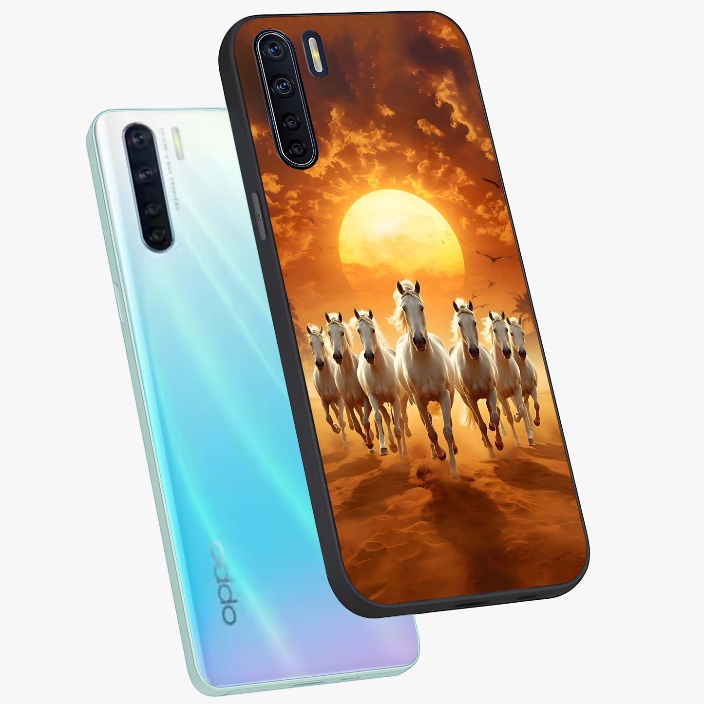Wild Sunset Majesty Glass Case displayed in angled mockup highlighting vibrant sunset sky design with scenic aesthetic.