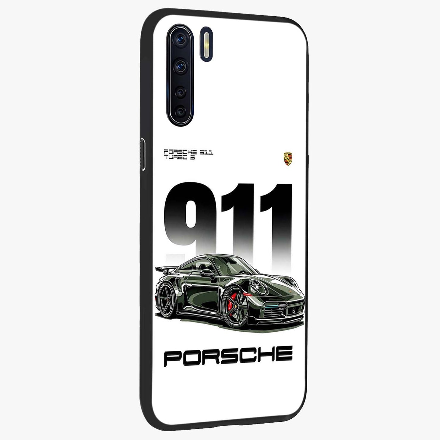911 Turbo Dominance Glass Case upright perspective showcasing powerful racing design and modern automotive aesthetic.