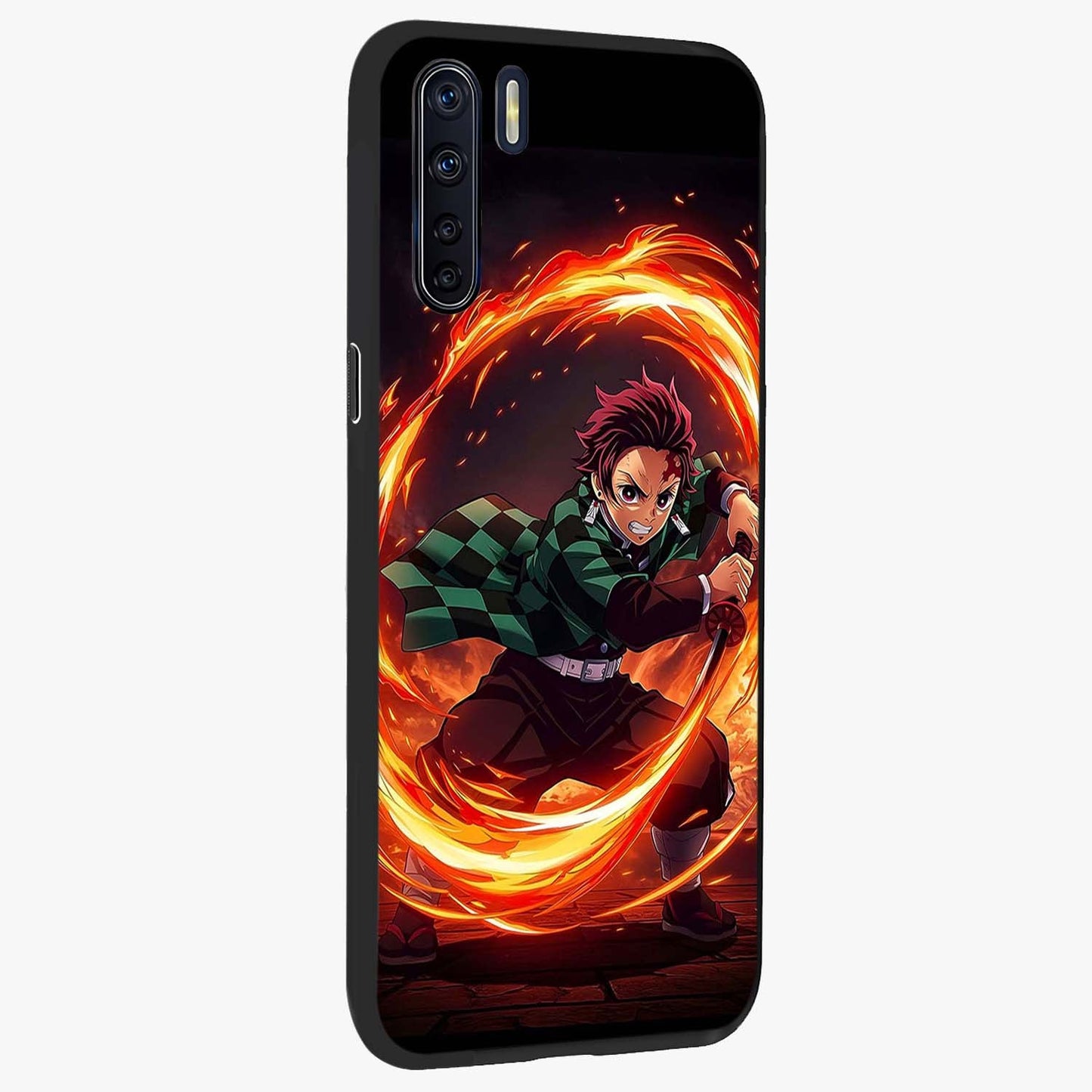 Blazing Sword Resolve Glass Case upright view showcasing dramatic warrior inspired artwork with intense visual style.