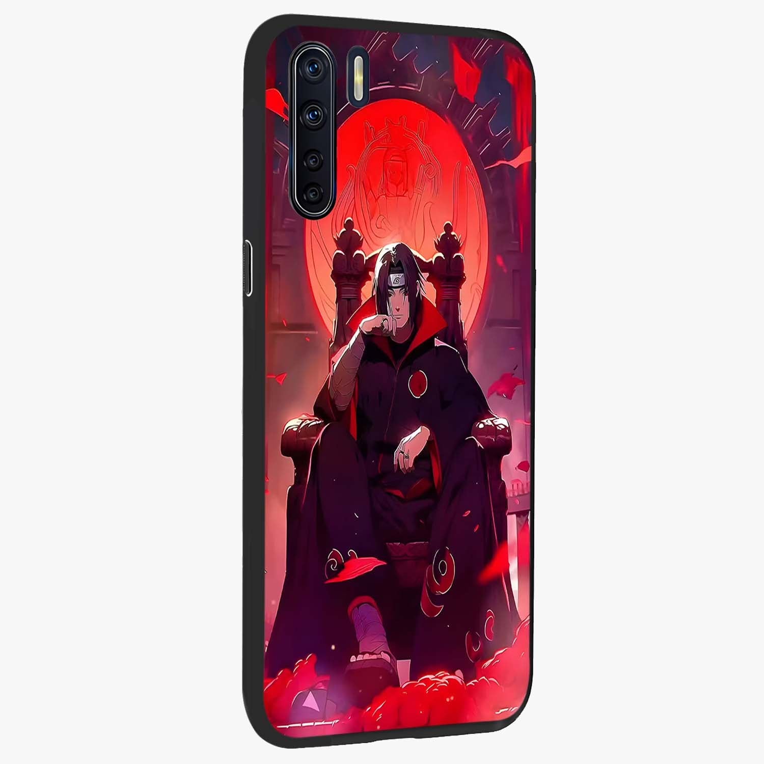 Blood Moon Sovereign Glass Case upright view showcasing powerful moon inspired artwork with cosmic aesthetic style.