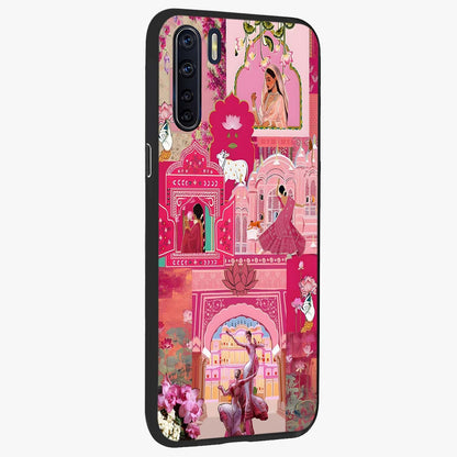 Blossoms of Rajasthan Glass Case upright view showcasing colorful floral design inspired by traditional Indian art.