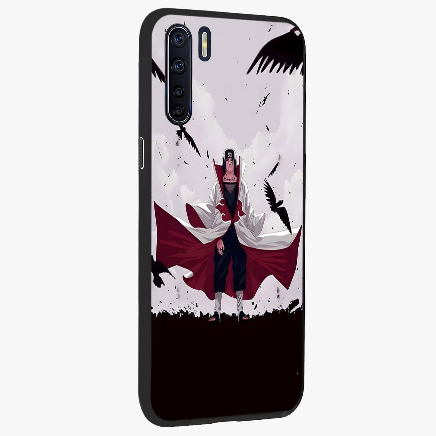 Crimson Crow Ascension Glass Case upright view showcasing dramatic crow artwork with bold gothic theme.