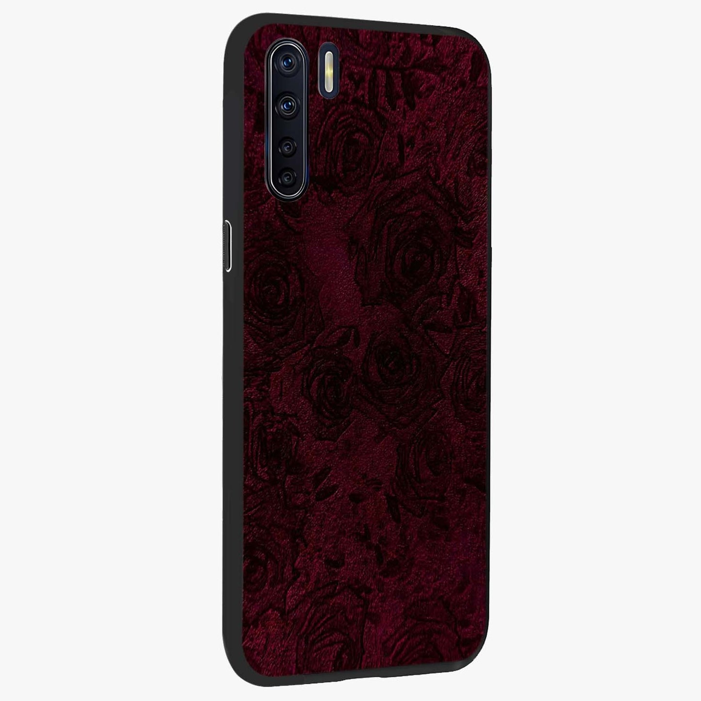Crimson Fade Flow Glass Case upright view showcasing dynamic crimson flow artwork with stylish abstract theme.