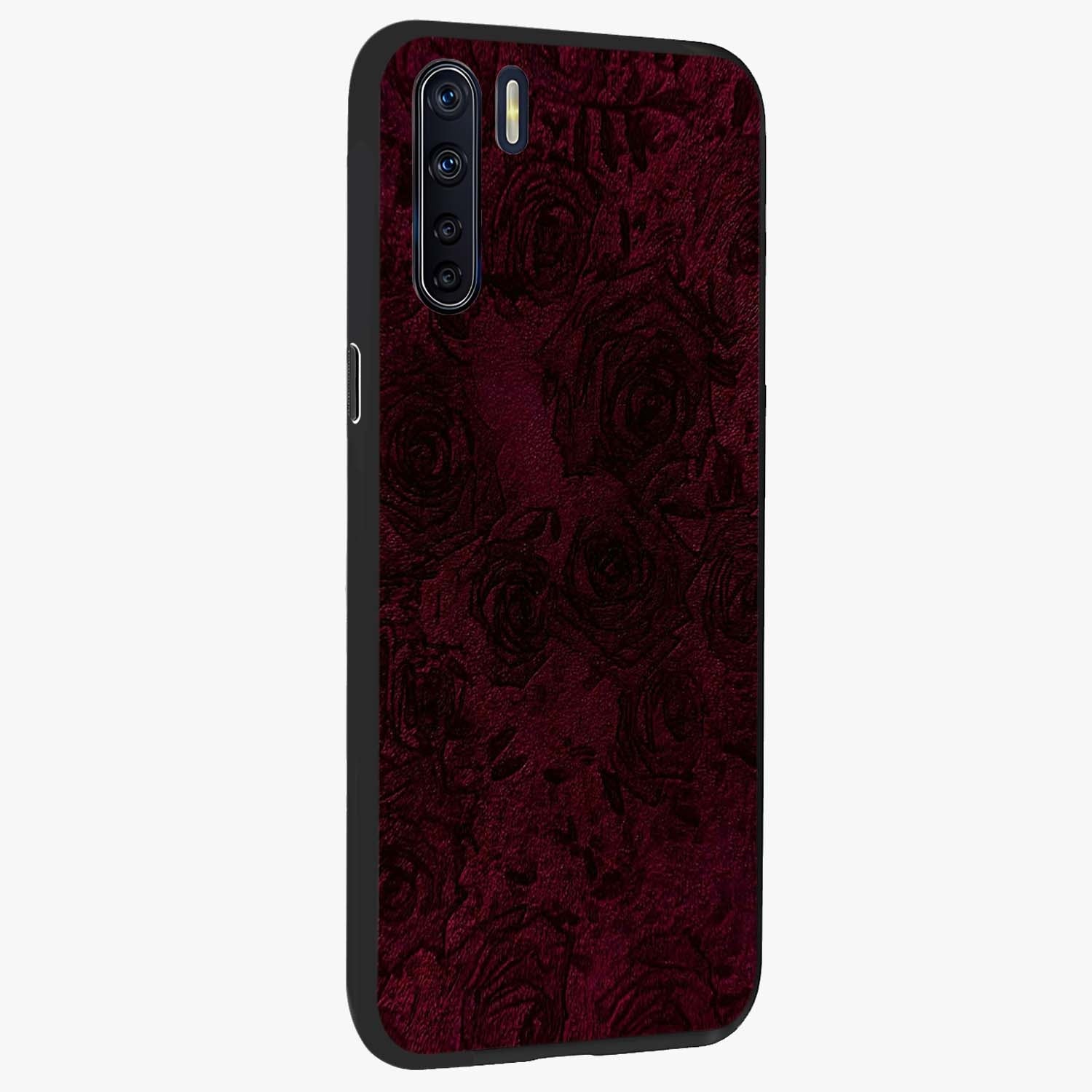 Crimson Fade Flow Glass Case upright view showcasing dynamic crimson flow artwork with stylish abstract theme.