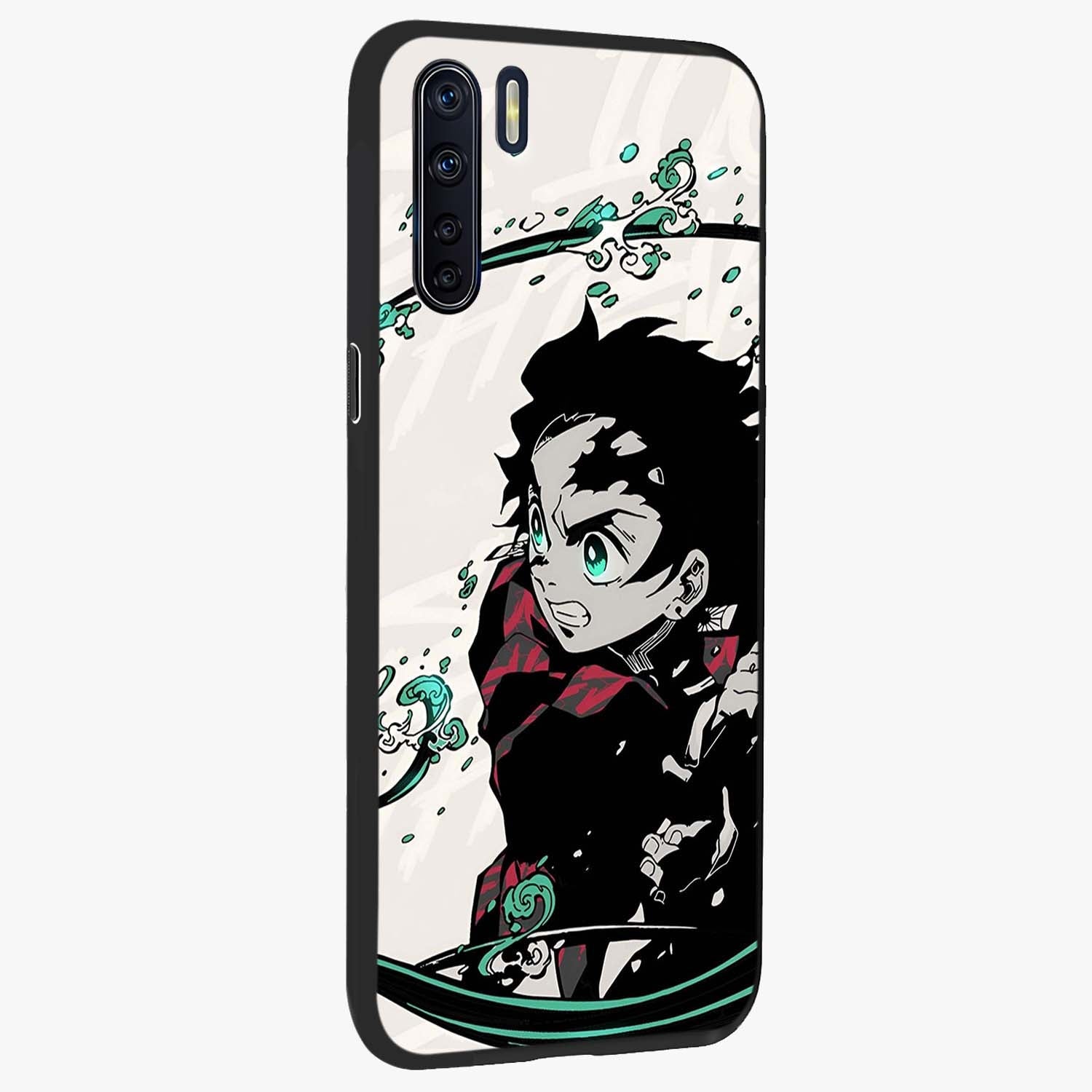 Demon Slayer Glass Case upright view showcasing powerful anime artwork with intense warrior theme.