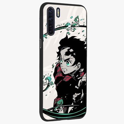 Demon Slayer Glass Case upright view showcasing powerful anime artwork with intense warrior theme.