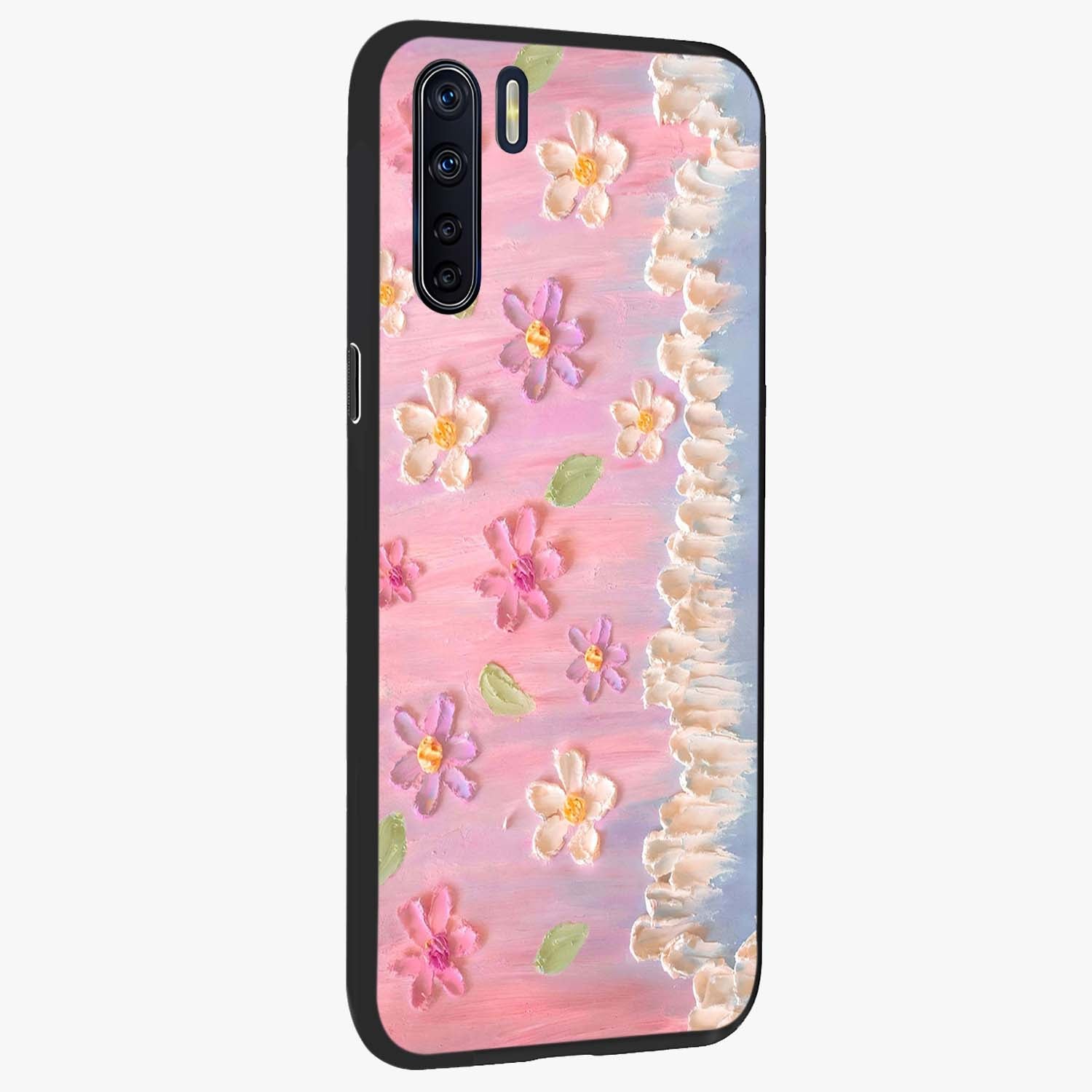 Dreamy Painted Garden Glass Case upright view showcasing vibrant floral garden artwork with artistic nature theme.