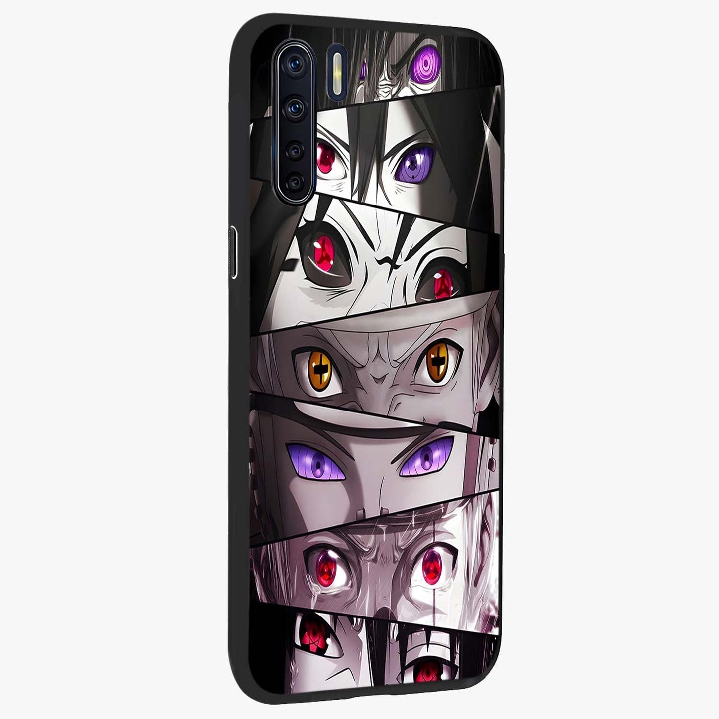 Eyes of Destiny Glass Case upright view showcasing symbolic eye artwork with dramatic artistic theme.