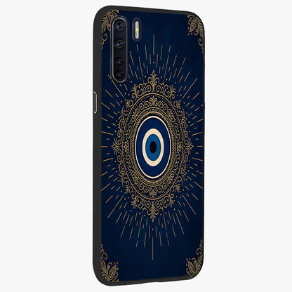 Golden Celestial Charm Glass Case upright view showcasing radiant celestial artwork with elegant golden theme.