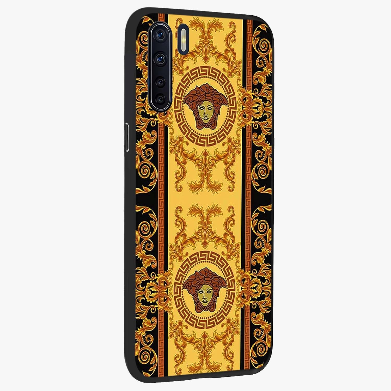 Golden Lotus Glow Glass Case upright view showcasing luminous lotus artwork with peaceful divine theme.