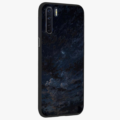 Lunar Veil Silence Glass Case upright view showcasing calm moon themed artwork with serene night atmosphere.