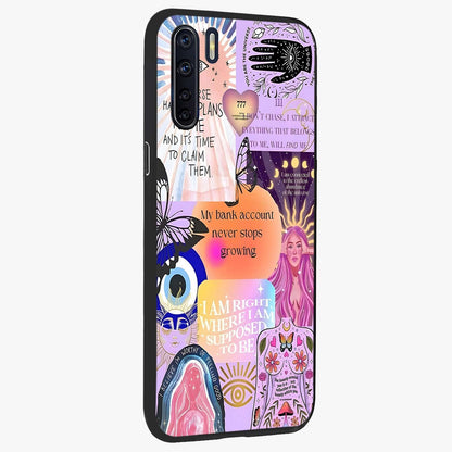Manifestation Collage Glass Case upright view showcasing artistic manifestation themed artwork with creative style.