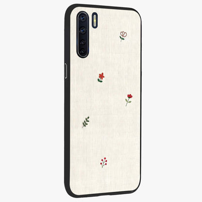 Minimalistic Blue With White Flower Pattern Glass Case upright view showcasing clean white flower artwork with calming blue theme.