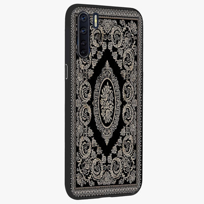 Noir Bloom Elegance Glass Case upright view showcasing graceful floral artwork with luxurious dark theme.