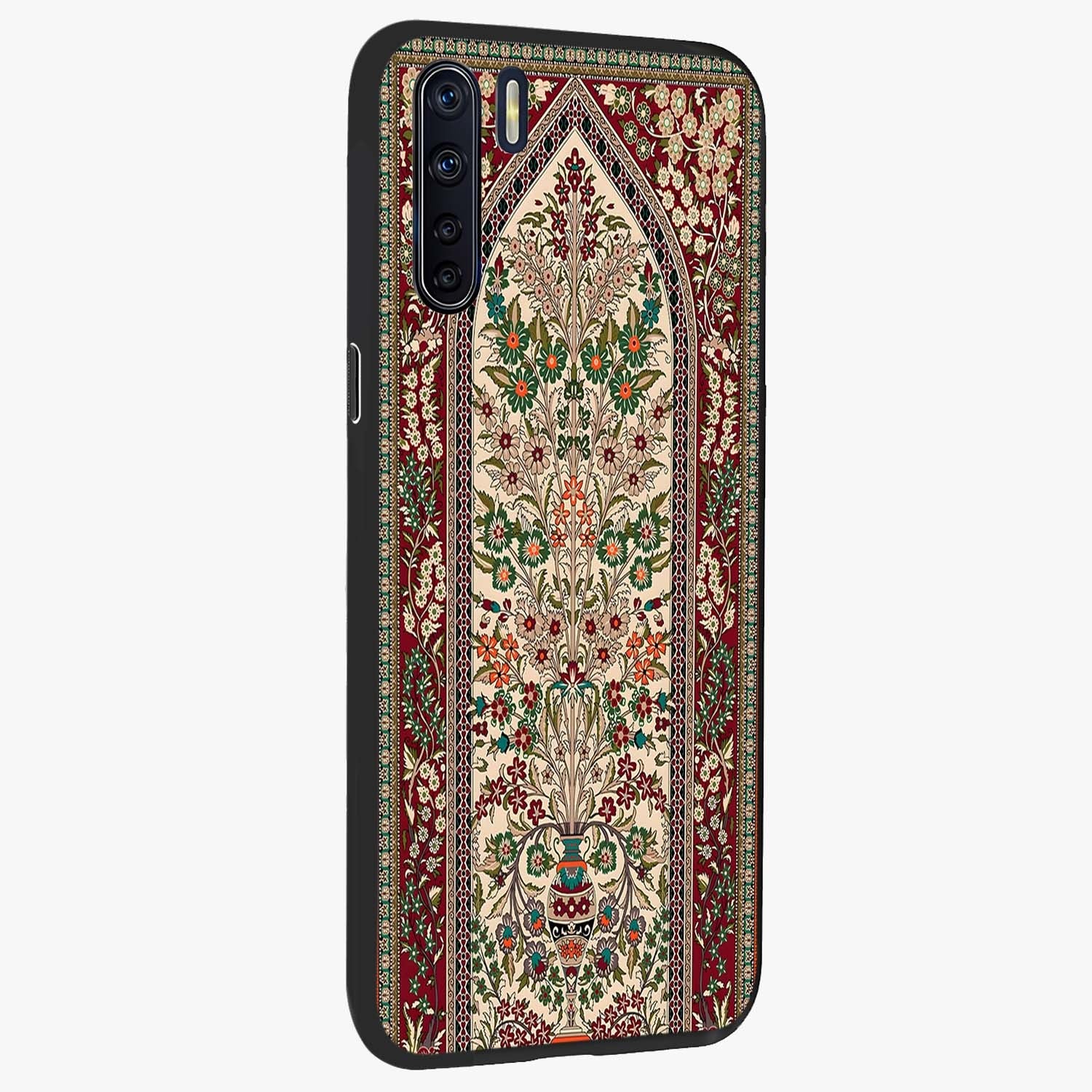Persian Inspired Glass Case upright view showcasing decorative Persian artwork with rich heritage theme.