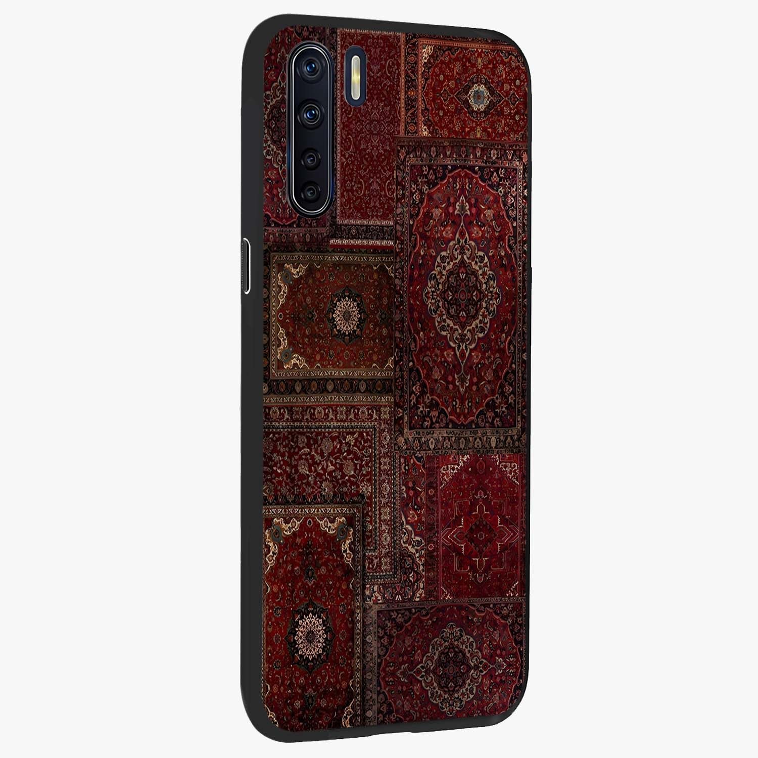 Persian Velvet Tale Glass Case upright view showcasing elegant Persian artwork with classic heritage theme.