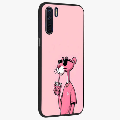 Pink Panther Glass Case upright view showcasing fun animated artwork with stylish retro cartoon theme.