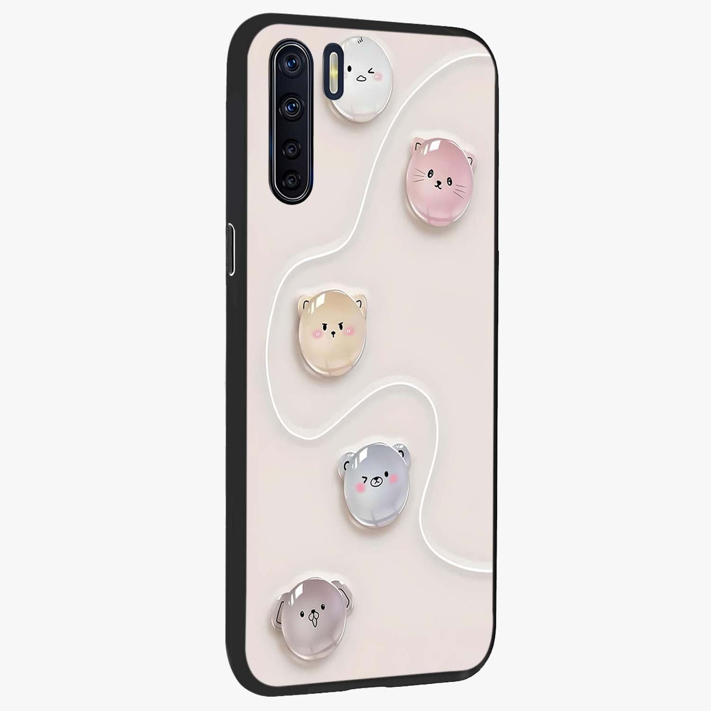 Puffy Face Parade Glass Case upright view showcasing adorable character artwork with cheerful animated theme.