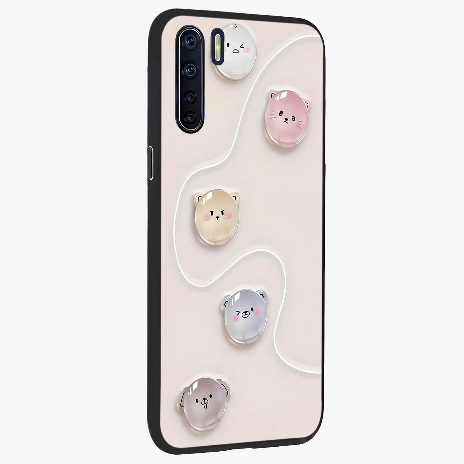 Puffy Face Parade Glass Case upright view showcasing adorable character artwork with cheerful animated theme.