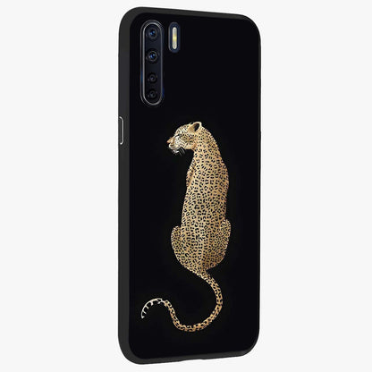 Regal Leopard Glass Case upright view showcasing striking leopard artwork with fierce wildlife theme.