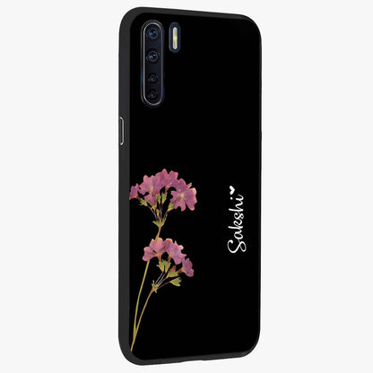 Riching Lavender Flower Custom Name Glass Case upright view showcasing elegant lavender floral artwork with personalized aesthetic.