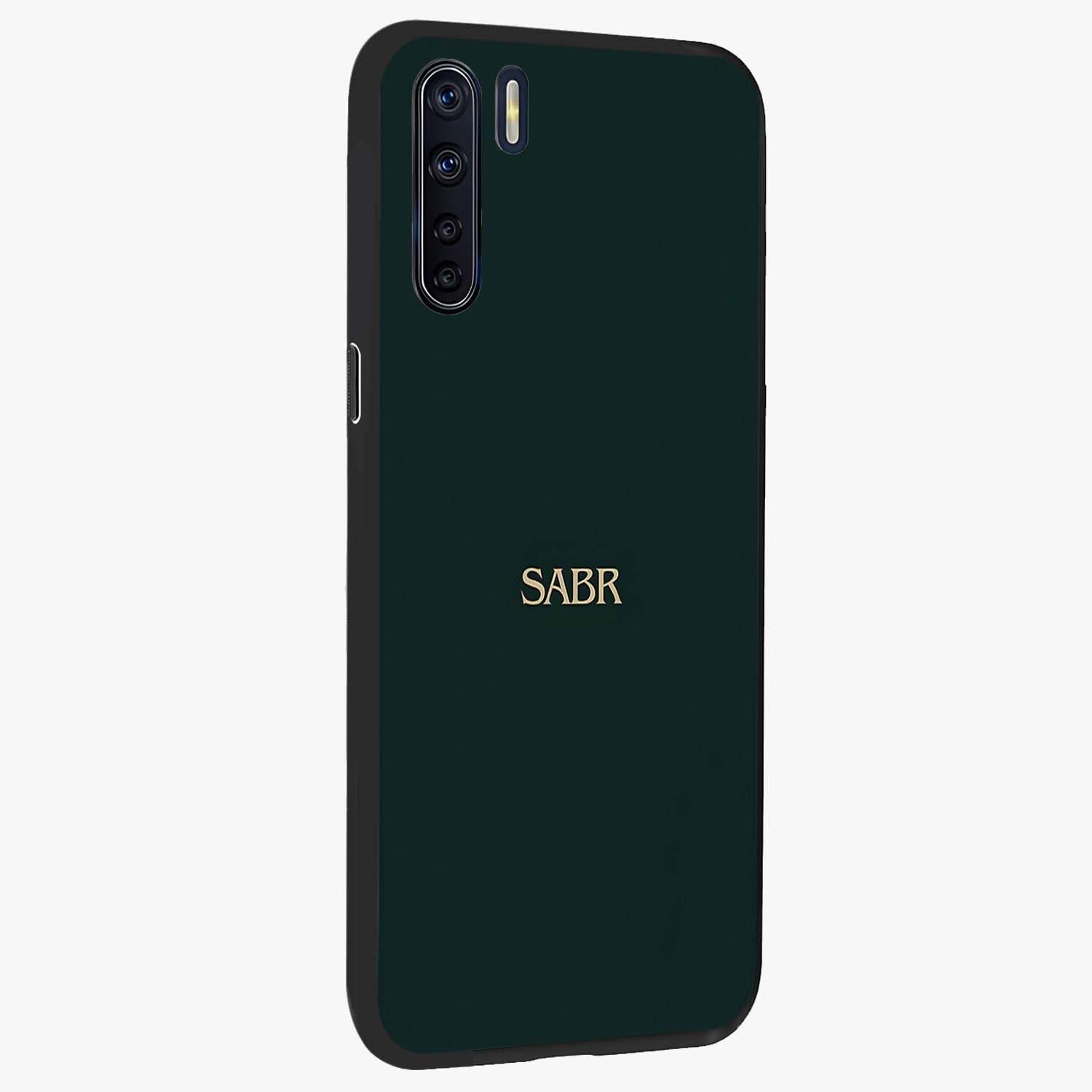 Sabr Minimal Patience Glass Case upright view showcasing calm minimalist artwork with motivational patience theme.