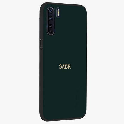 Sabr Minimal Patience Glass Case upright view showcasing calm minimalist artwork with motivational patience theme.