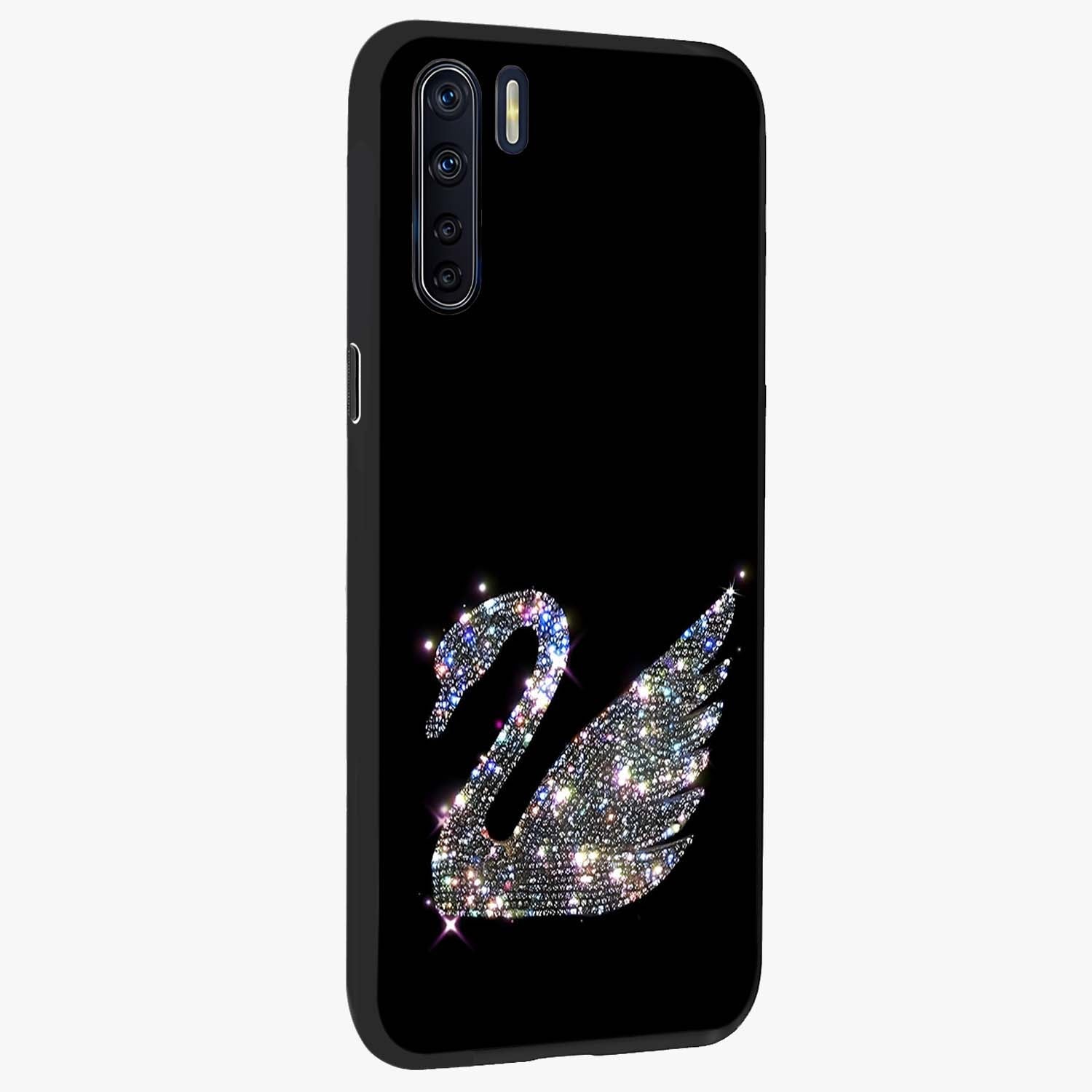Starlit Swan Grace Glass Case upright view showcasing beautiful swan artwork with peaceful night themed design.