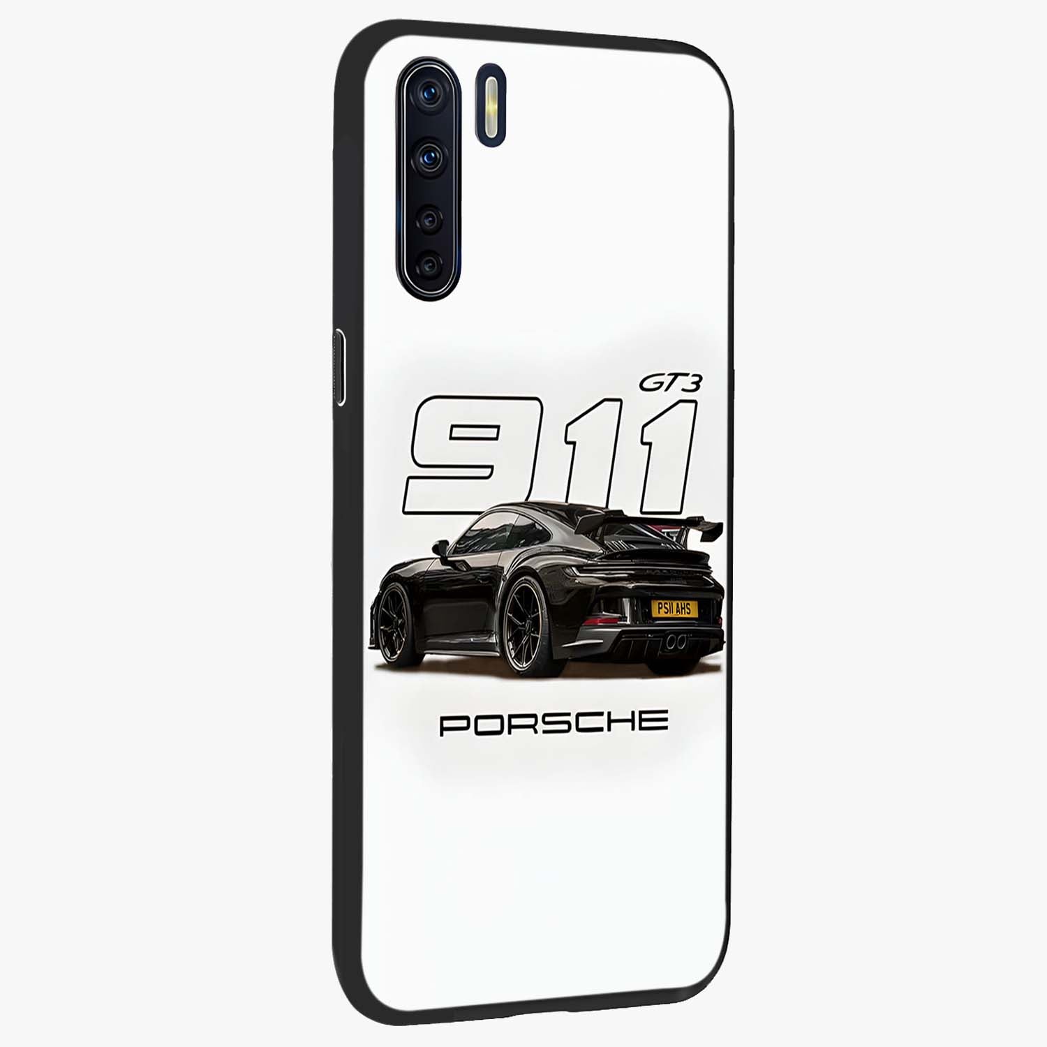 Turbo Legacy Icon Glass Case upright view showcasing bold racing inspired artwork with classic car theme.