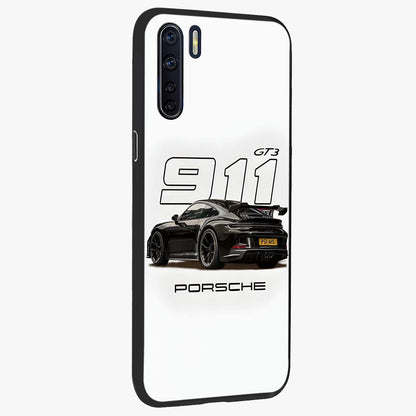 Turbo Legacy Icon Glass Case upright view showcasing bold racing inspired artwork with classic car theme.