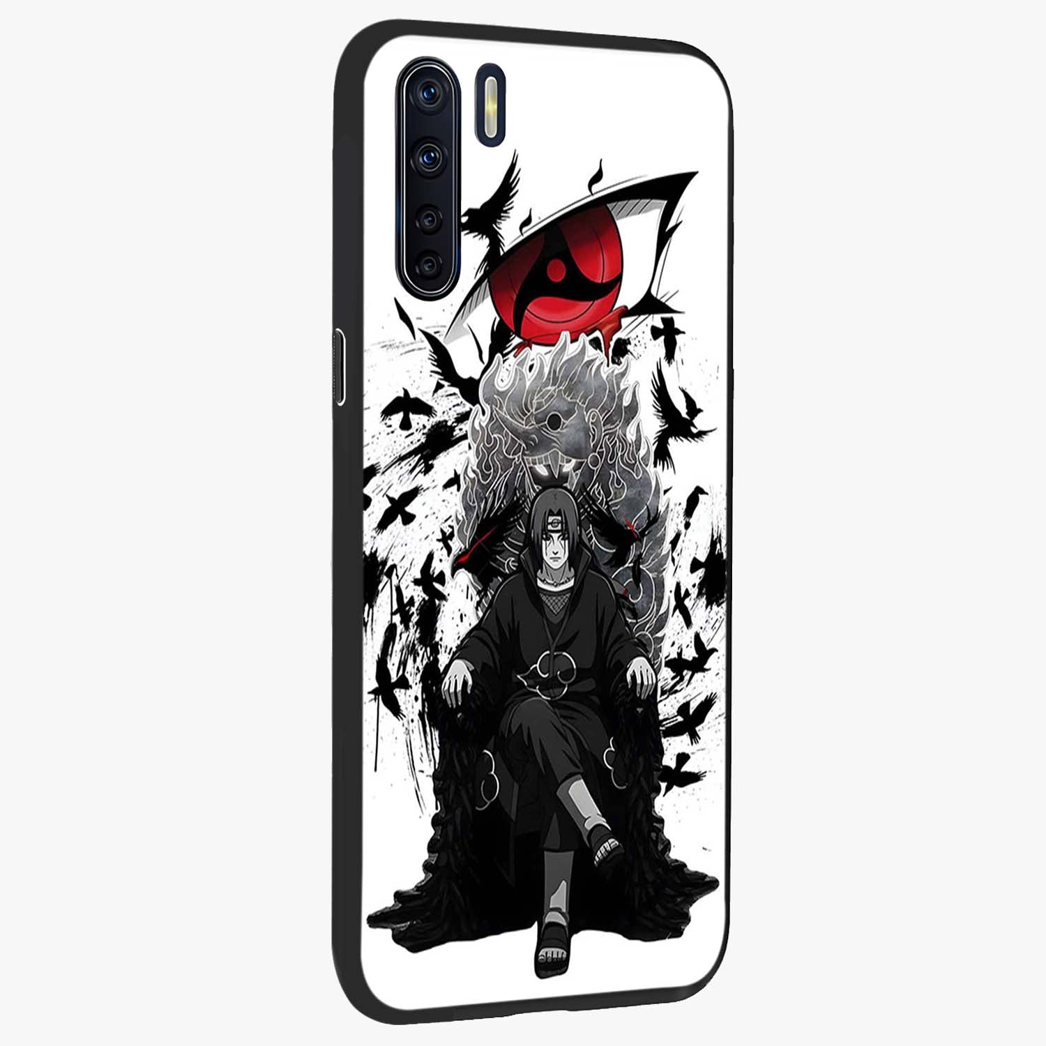 Uchiha Shadow Throne Glass Case upright view showcasing magical underwater galaxy artwork with vibrant cosmic theme.