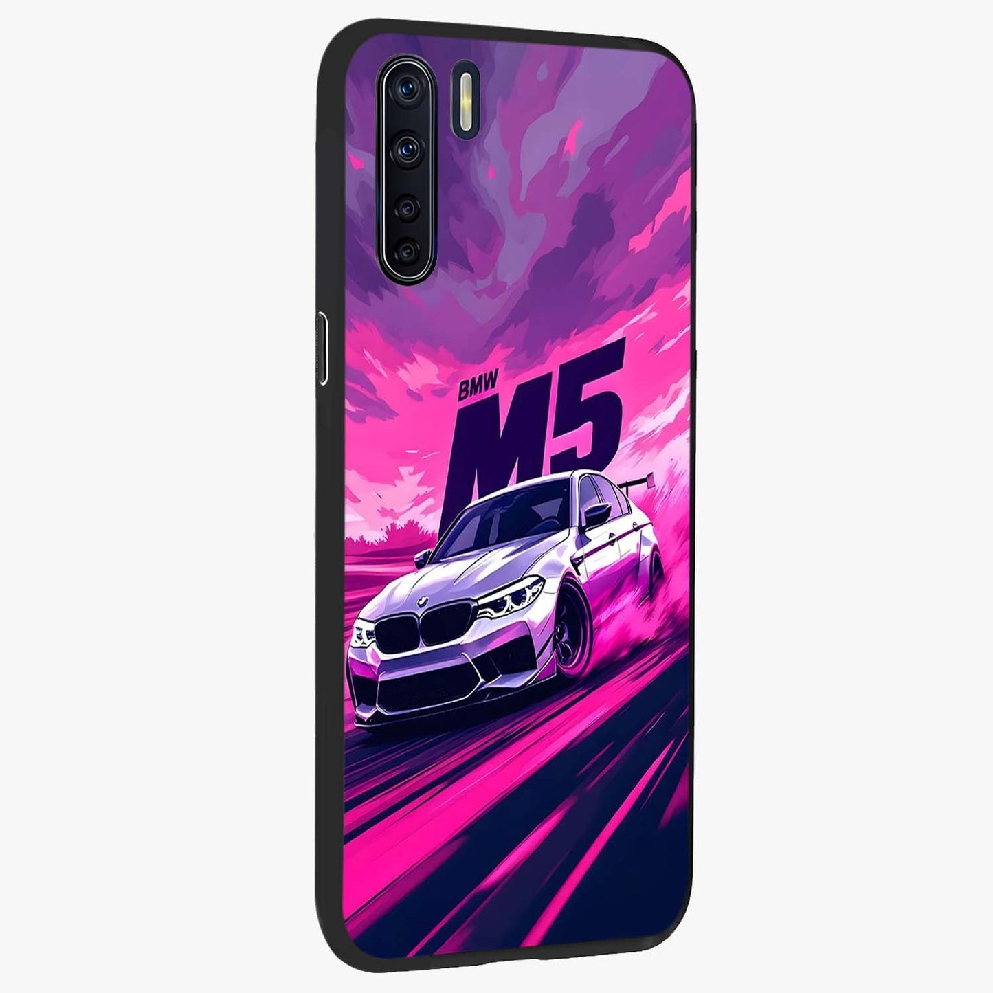 Velocity Drift Pulse Glass Case upright view showcasing powerful racing artwork with energetic motorsport theme.