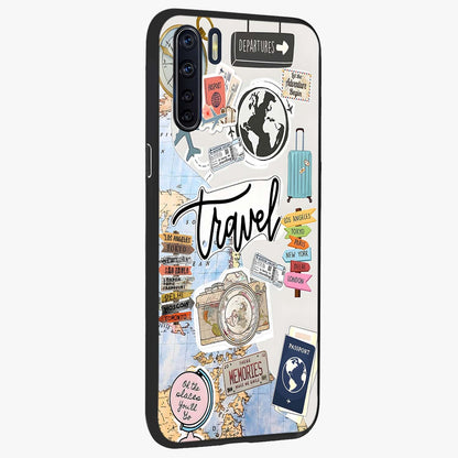Wanderlust Journal Glass Case upright view showcasing wanderlust inspired artwork with creative exploration theme.