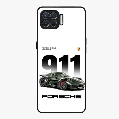 911 Turbo Dominance Glass Case showing clean flat back view with bold 911 sports car artwork and glossy glass finish.