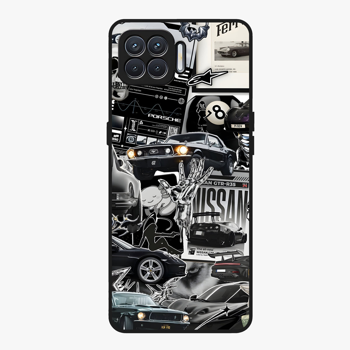Aesthetic Dark Love Glass Case showing flat back view with dark romantic artwork and glossy glass finish.