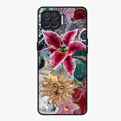 Beaded Garden Fantasy Glass Case showing flat back view with dreamy garden bead artwork and glossy glass finish.