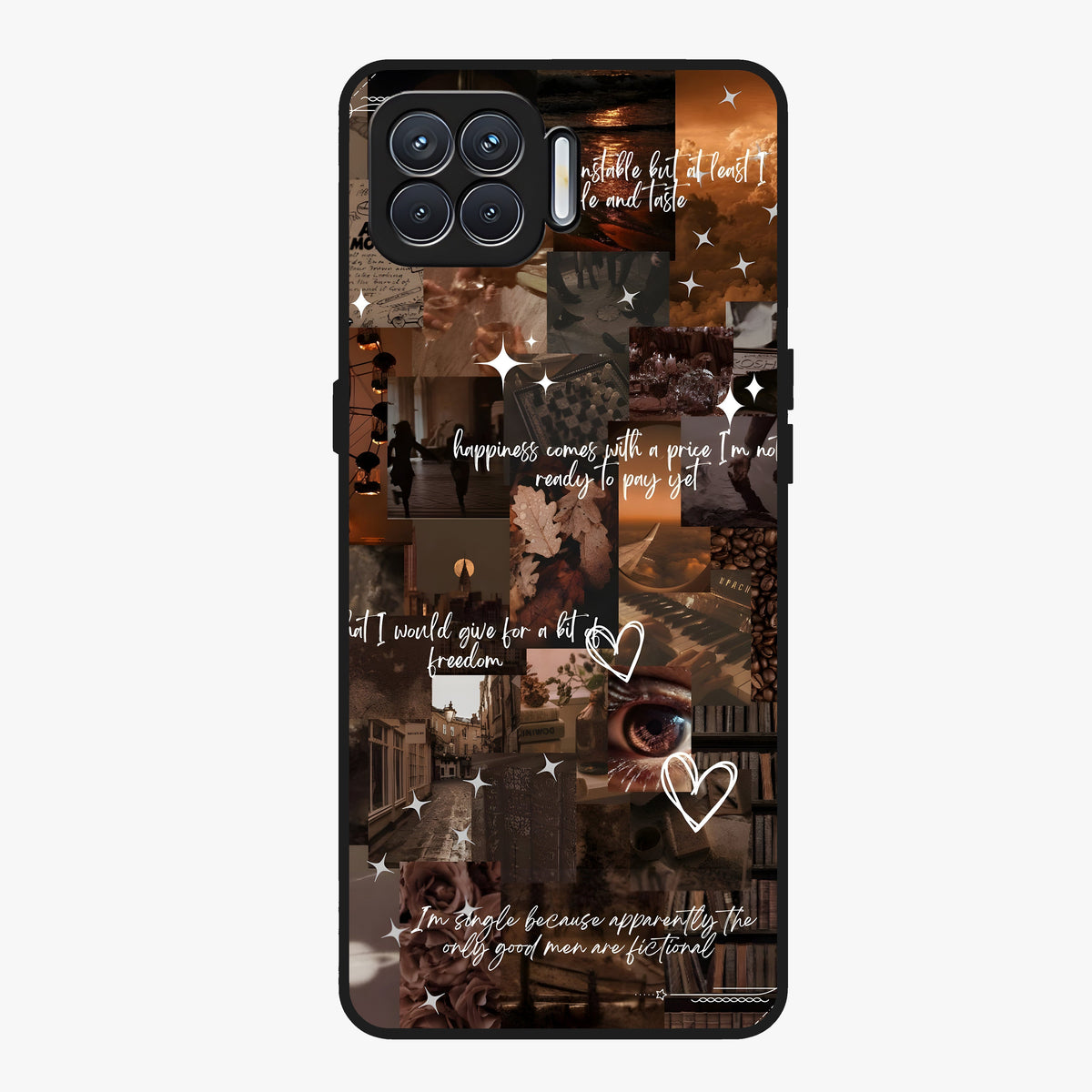 Bittersweet Aesthetic Chaos Glass Case showing flat back view with artistic chaotic aesthetic design and glossy glass finish.