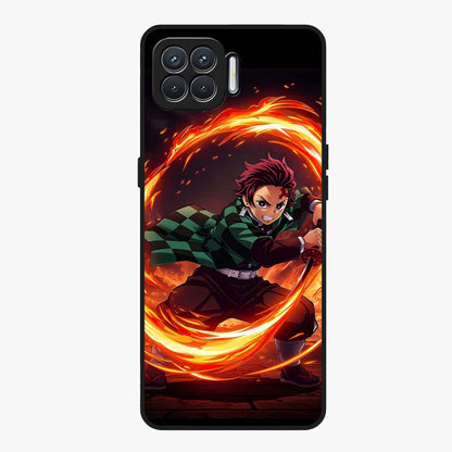 Blazing Sword Resolve Glass Case showing flat back view with fiery sword artwork and glossy glass finish.