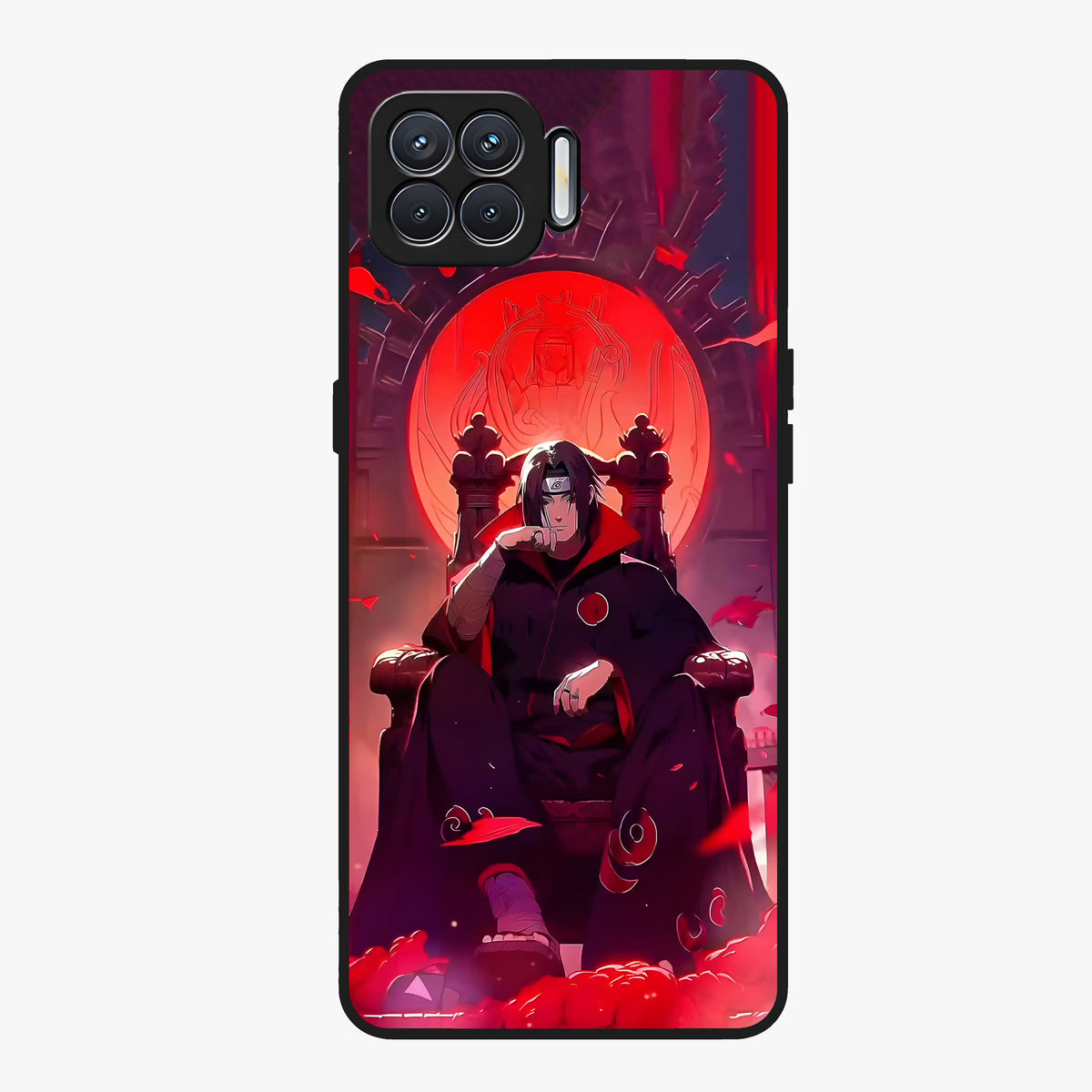 Blood Moon Sovereign Glass Case showing flat back view with mystical blood moon artwork and glossy glass finish.