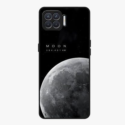 Cosmic Moon Glow Glass Case showing flat back view with glowing moon artwork and glossy glass finish.