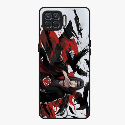Crimson Crow Illusion Glass Case showing flat back view with artistic crow illusion artwork and glossy glass finish.