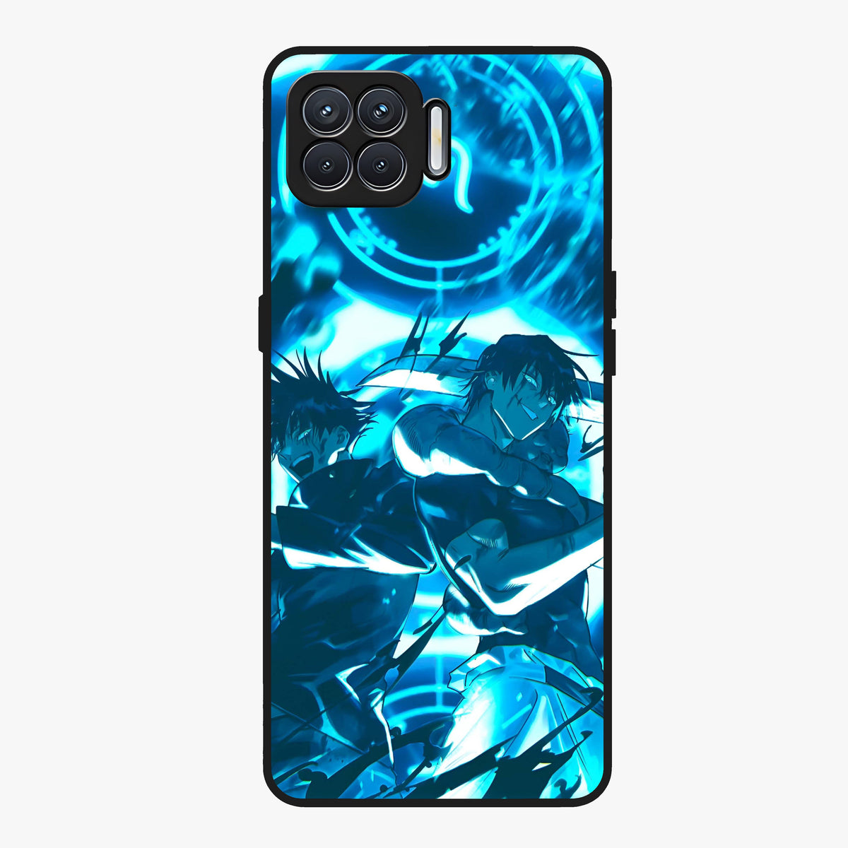 Cursed Energy Clash Glass Case showing flat back view with intense cursed energy artwork and glossy glass finish.