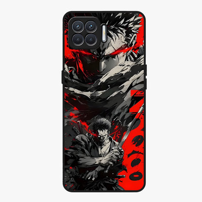 Demon Sword Resolve Glass Case showing flat back view with fierce sword warrior artwork and glossy glass finish.
